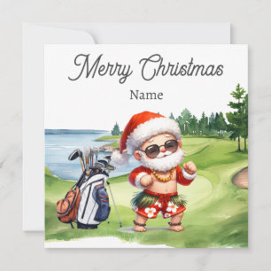 Golf Christmas card with Santa Claus from Hawaii 