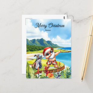 Golf Christmas card with Santa Claus from Hawaii 