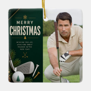 Golf Christmas Create your own photo golfer Ceramic Ornament