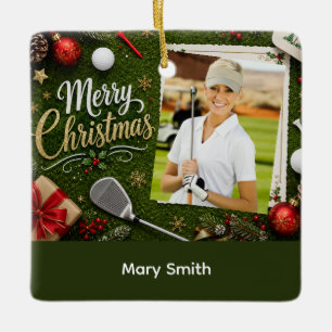 Golf Christmas Create your own photo golfer Ceramic Ornament