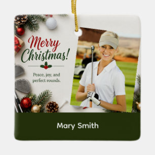 Golf Christmas Create your own photo golfer Ceramic Ornament