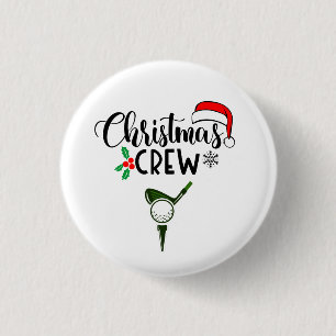 Golf Christmas Crew with golf ball iron golfer 1 Inch Round Button