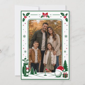 Golf Christmas Family Photo Card Frame