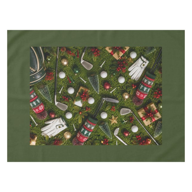 Golf Christmas Flat Lay on Putting Green  Tablecloth (Front (Horizontal))