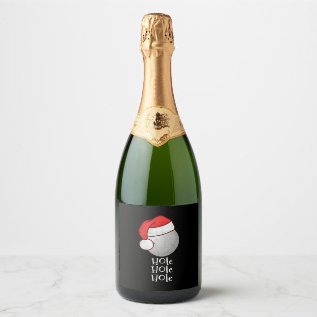 Golf Christmas Gift Sport Funny Ball Sparkling Wine Label (Front)