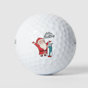 Golf Christmas Gift with Santa Golfer at golf flag Balls