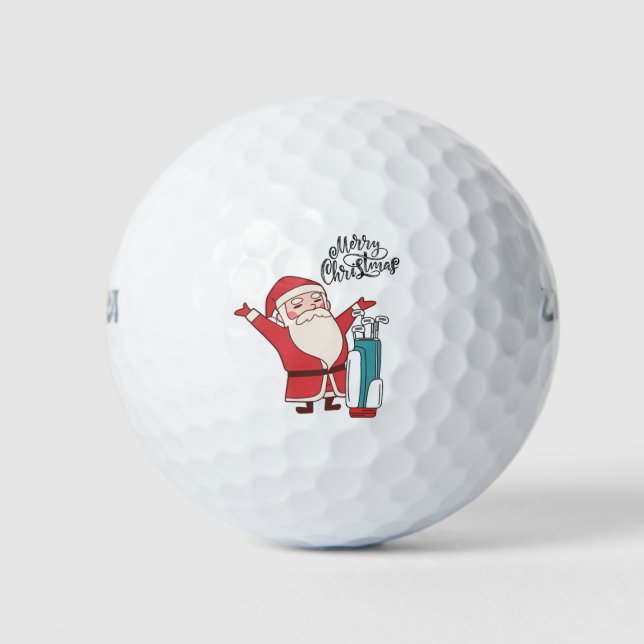 Golf Christmas Gift with Santa Golfer at golf flag Golf Balls (Front)