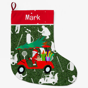 Golf Christmas Gifts with Santa Claus Large Christmas Stocking