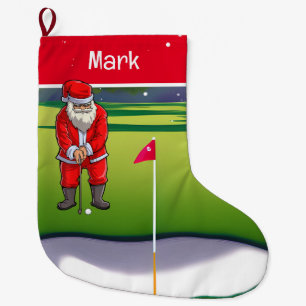 Golf Christmas Gifts with Santa Claus Large Christmas Stocking