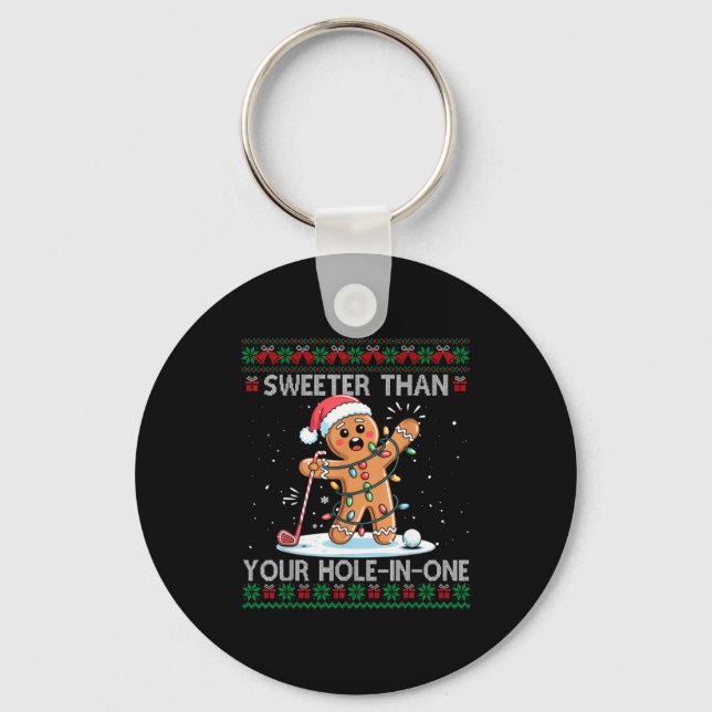 Golf Christmas Gingerbread Sweeter Than Your Hole- Keychain (Front)