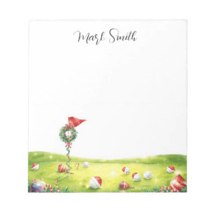 Golf  Christmas golf ball on course with Name Notepad