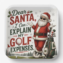 Golf Christmas golfing Santa Golfer at golf flag