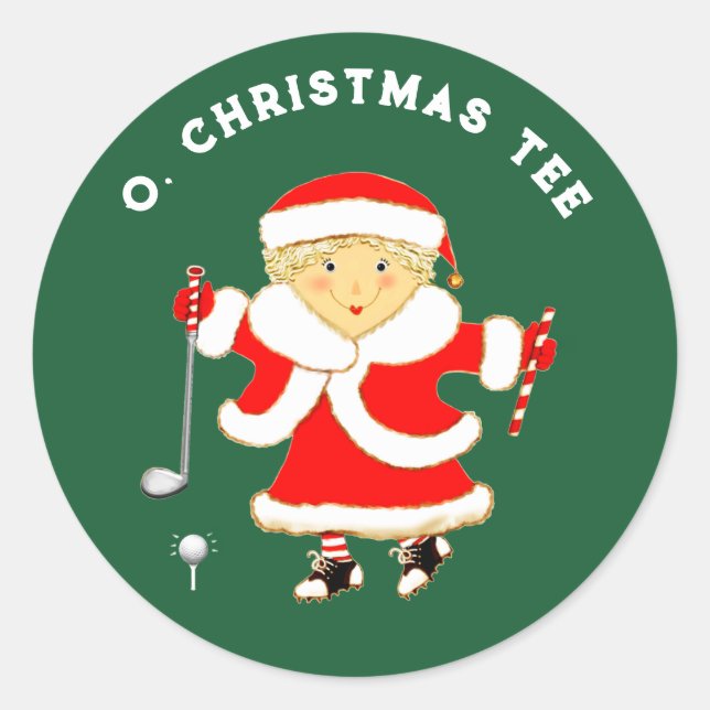 Golf Christmas Holiday Classic Round Sticker (Front)