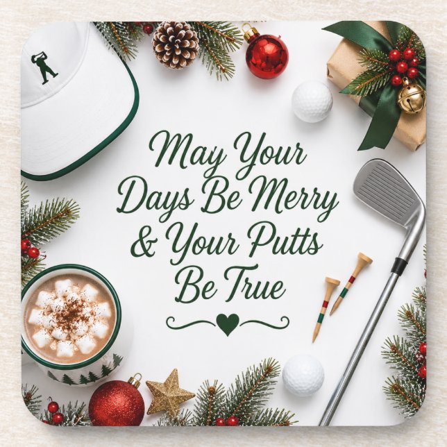 Golf Christmas Holiday Coaster (Front)