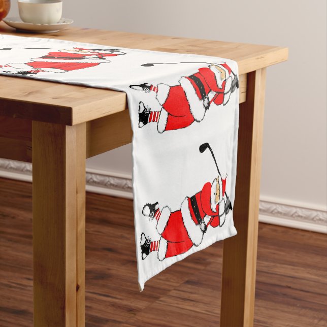 Golf Christmas Holiday Decor Short Table Runner (In Situ)