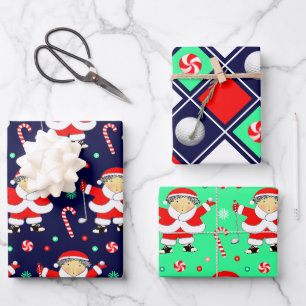 Golf Christmas Holiday Gift Wrapping Paper Sheet