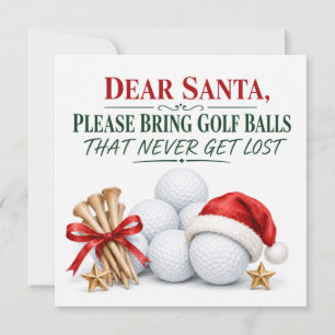Golf Christmas Holiday Golf Ball with Santa Hat  Card