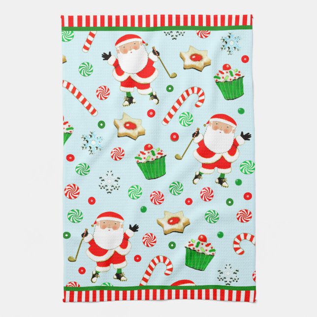 Golf Christmas Holiday Kitchen Towel (Vertical)