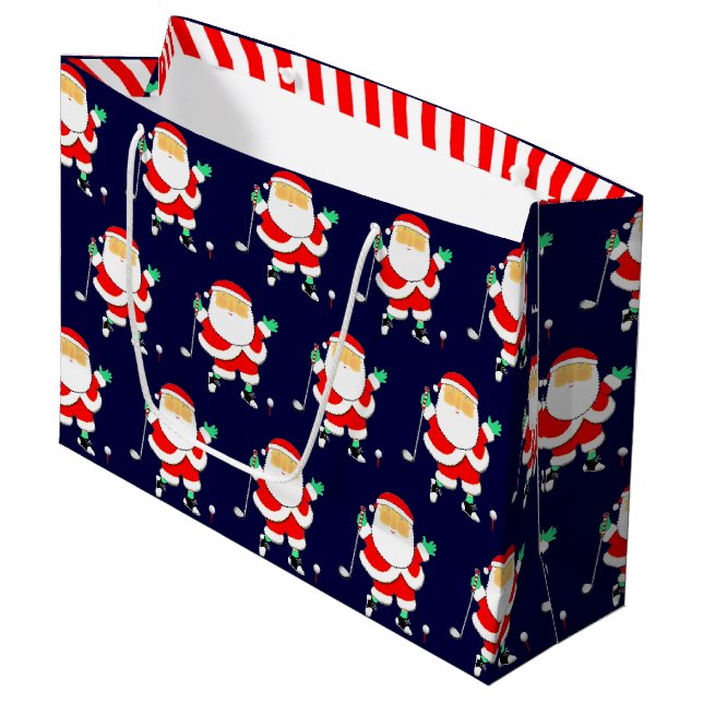 Golf Christmas Holiday Large Gift Bag (Front Angled)