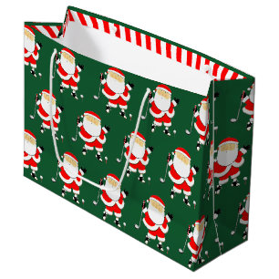 Golf Christmas Holiday Large Gift Bag