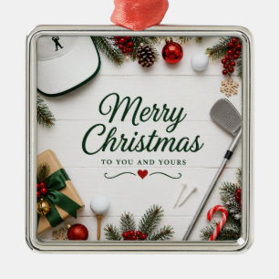 Golf Christmas Holiday Metal Ornament