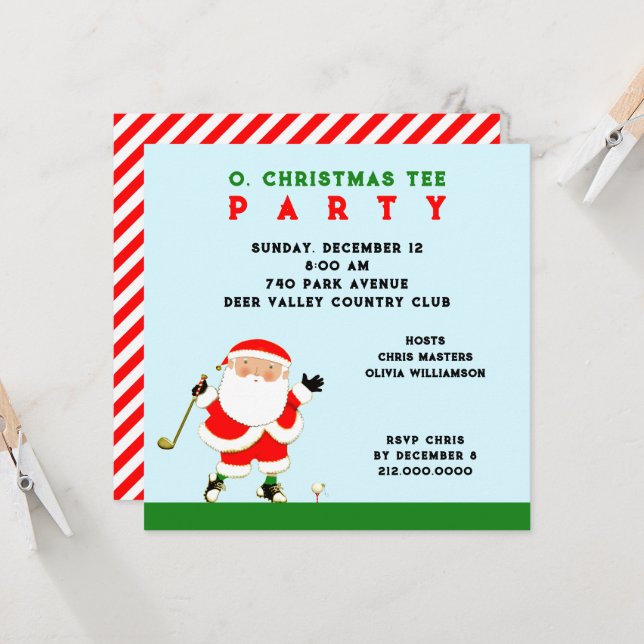 Golf Christmas Holiday Party Invitation (Front/Back In Situ)