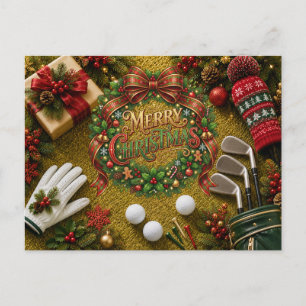 Golf Christmas Holiday Postcard