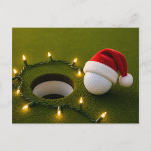 Golf Christmas Holiday with golf ball for golfer   Postcard