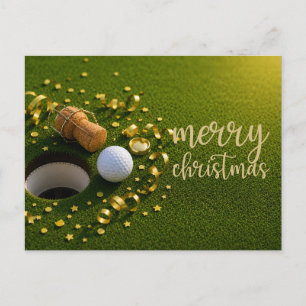 Golf Christmas Holiday with golf ball for golfer   Postcard