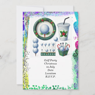 Golf Christmas in July for golfer with golf ball  Invitation