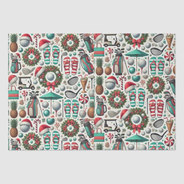 Golf Christmas in July for golfer with golf ball  Tissue Paper (Front)
