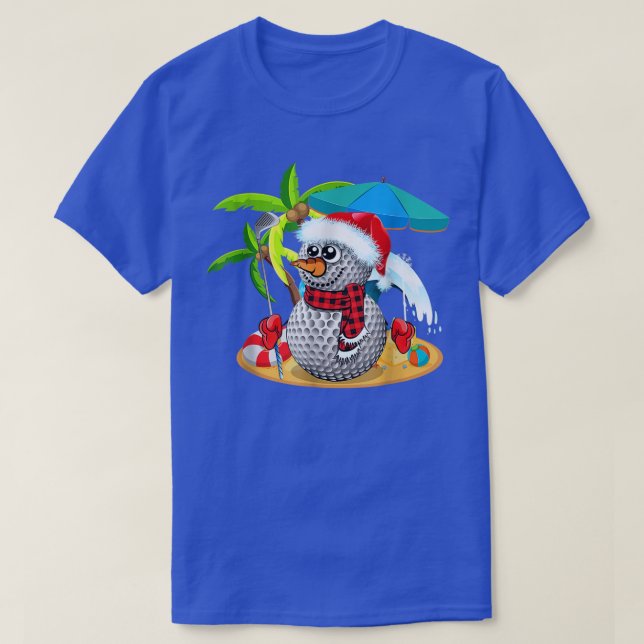 Golf Christmas in July Summer Snowman Golfer Party T-Shirt (Design Front)