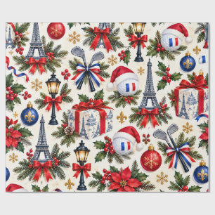 Golf Christmas in Paris France Wrapping Paper