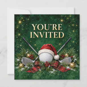 Golf Christmas Invitation Card 
