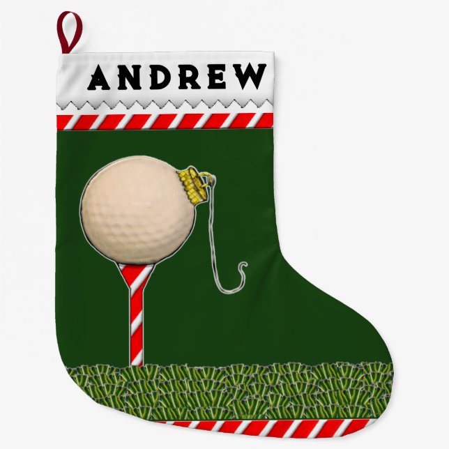 Golf Christmas Large Christmas Stocking (Front)