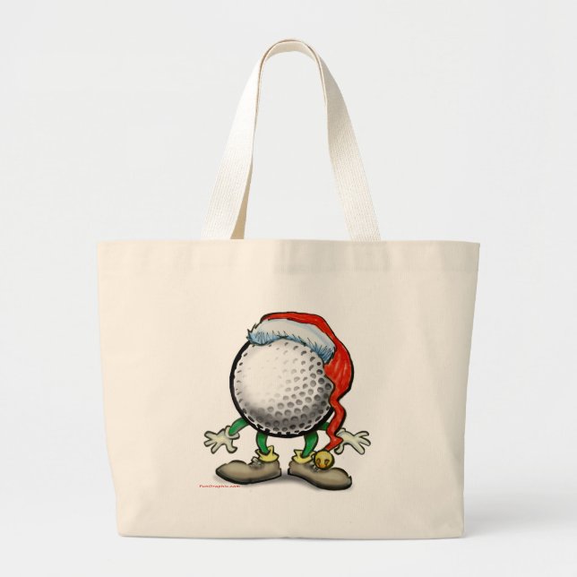 Golf Christmas Large Tote Bag (Front)