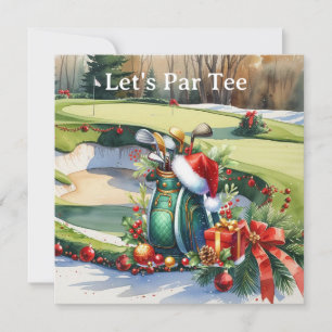 Golf Christmas Let’s Par tee with golf bag Invitation