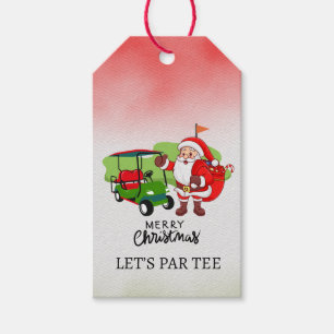 Golf Christmas Let’s Par tee  with Santa Claus  Gift Tags