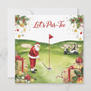 Golf Christmas  Let’s Par tee with Santa Claus   Holiday Card