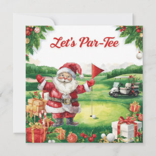Golf Christmas  Let’s Par tee with Santa Claus   Holiday Card