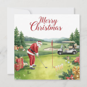 Golf Christmas  Let’s Par tee with Santa Claus   Holiday Card