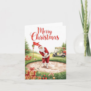 Golf Christmas  Let’s Par tee with Santa Claus   Holiday Card