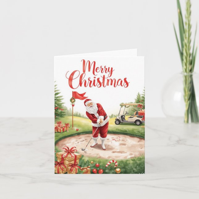 Golf Christmas  Let’s Par tee with Santa Claus   Holiday Card (Front)