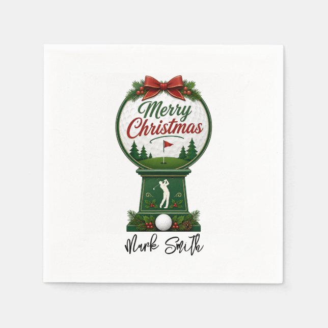 Golf Christmas Let's Par Tee Napkin (Front)