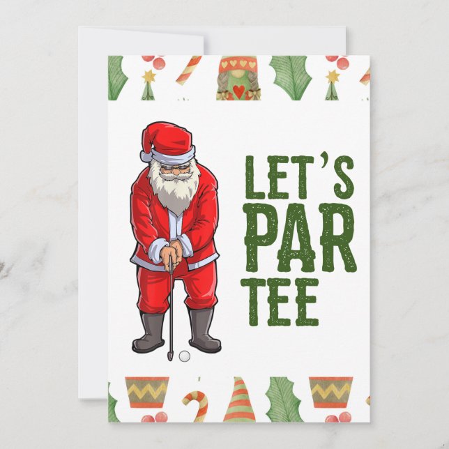 Golf Christmas Let's Par Tee with Santa Claus  Invitation (Front)