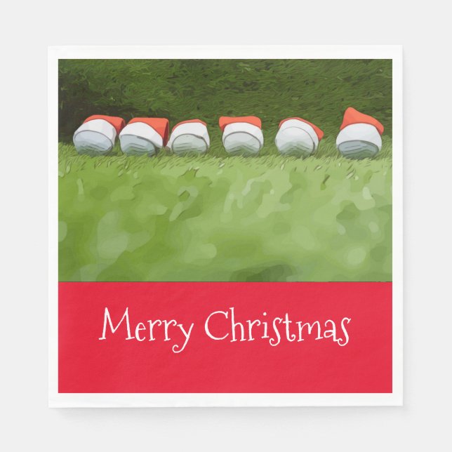 Golf Christmas Napkin with golf ball and Santa Hat (Front)