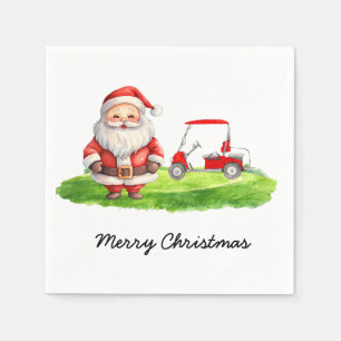 Golf Christmas Napkins: Santa Claus & Golf Cart Napkin