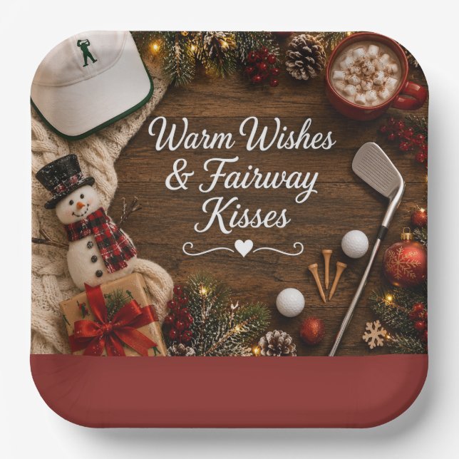 Golf Christmas Party for golfer Paper Plate (Front)