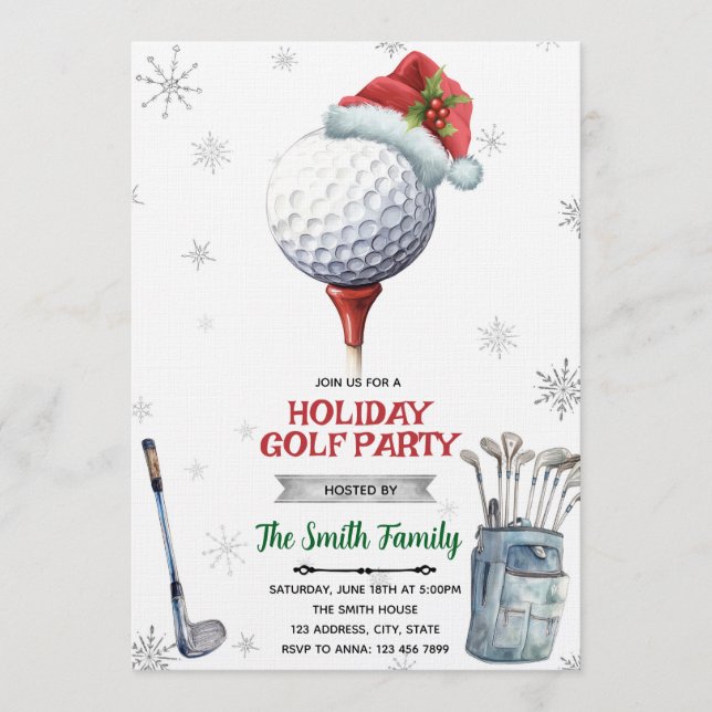 Golf Christmas Party Invitation (Front)
