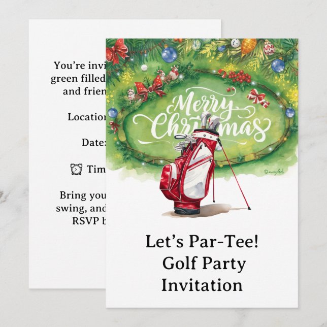 Golf Christmas Party on putting green Invitation (Front/Back)